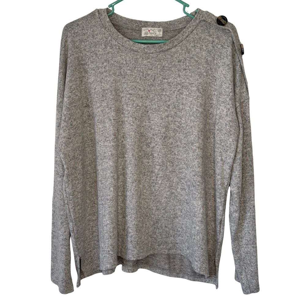 3/$20 Poof! Heather Gray Long Sleeve Knit Top